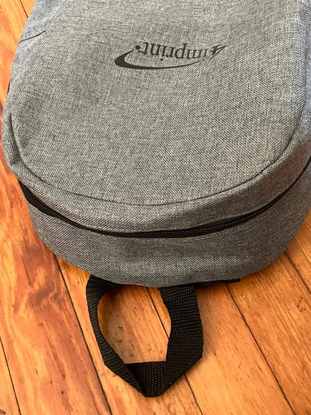 NEW 4imprint Gray Heather Backpack Laptop School Travel Book Bag Black Accent